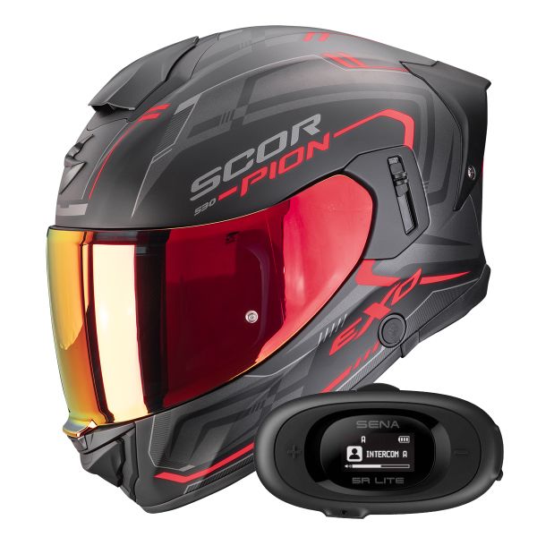 Casque Integral Scorpion Exo 530 Air Slope Matt Black Red + Kit bluetooth 5R Lite