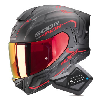 Casque Integral Scorpion Exo 530 Air Slope Matt Black Red + Kit Bluetooth BT Mini