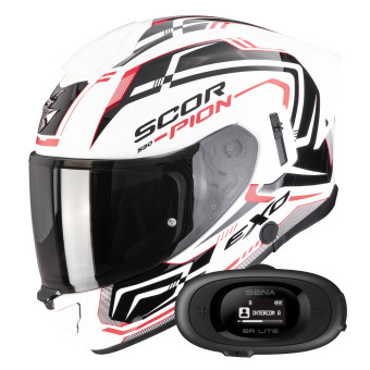 Casque Integral Scorpion Exo 530 Air Slope White Black Red + Kit bluetooth 5R Lite