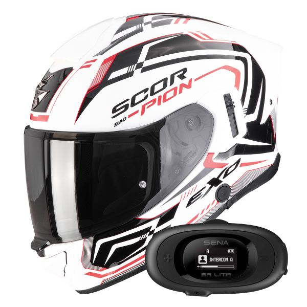 Casque Integral Scorpion Exo 530 Air Slope White Black Red + Kit bluetooth 5R Lite