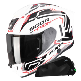 Casque Integral Scorpion Exo 530 Air Slope White Black Red + Kit bluetooth Exo-Com Link-1C