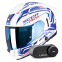 Casque Integral Scorpion Exo 530 Air Slope White Blue Red + Kit Bluetooth Lokui K30
