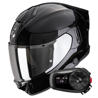 Casque Integral Scorpion Exo 530 Air Solid Black + Kit Bluetooth 5S Solo