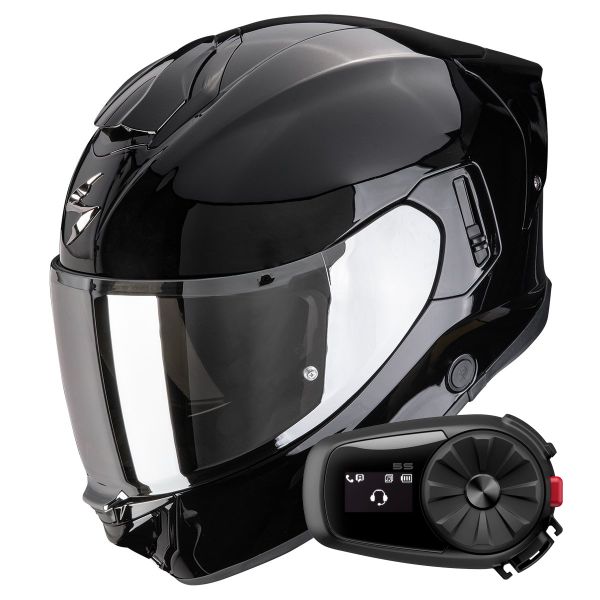 Casque Integral Scorpion Exo 530 Air Solid Black + Kit Bluetooth 5S Solo