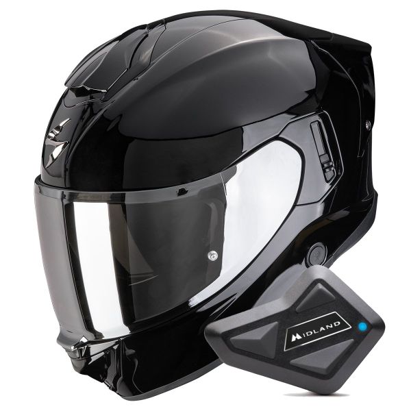 Casque Integral Scorpion Exo 530 Air Solid Black + Kit Bluetooth BT Mini