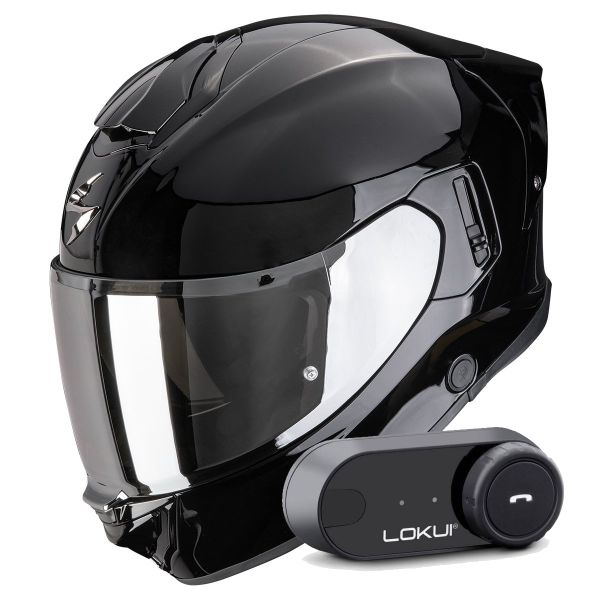 Casque Integral Scorpion Exo 530 Air Solid Black + Kit Bluetooth Lokui K30