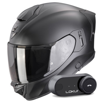 Casque Integral Scorpion Exo 530 Air Solid Matt Black + Kit Bluetooth Lokui K30