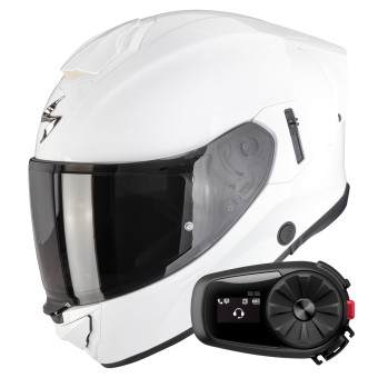 Casque Integral Scorpion Exo 530 Air Solid White + Kit Bluetooth 5S Solo Casque Integral Scorpion Exo 530 Air Solid White + Kit Bluetooth 5S Solo