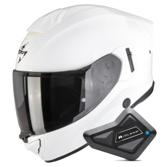 Casque Integral Scorpion Exo 530 Air Solid White + Kit Bluetooth BT Mini Casque Integral Scorpion Exo 530 Air Solid White + Kit Bluetooth BT Mini