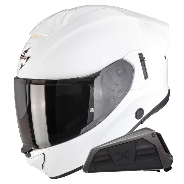 Casque Integral Scorpion Exo 530 Air Solid White + Kit bluetooth Exo-Com Link-1