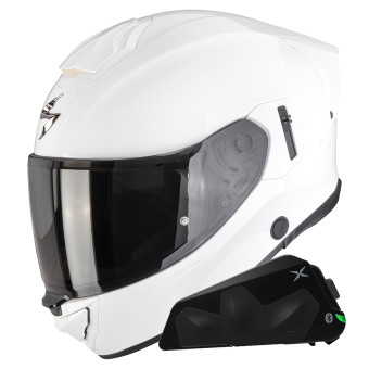 Casque Integral Scorpion Exo 530 Air Solid White + Kit bluetooth Exo-Com Link-1C