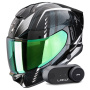 Casque Integral Scorpion Exo 530 Air Theras Black Chameleon White + Kit Bluetooth Lokui K30