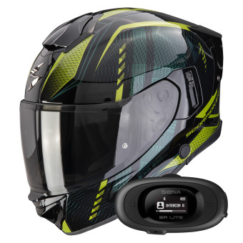 Casque Integral Scorpion Exo 530 Air Theras Black Green + Kit bluetooth 5R Lite