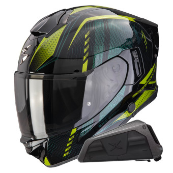 Casque Integral Scorpion Exo 530 Air Theras Black Green + Kit bluetooth Exo-Com Link-1