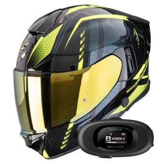Casque Integral Scorpion Exo 530 Air Theras Black Neon Yellow + Kit bluetooth 5R Lite