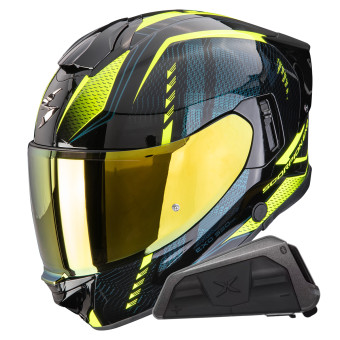 Casque Integral Scorpion Exo 530 Air Theras Black Neon Yellow + Kit bluetooth Exo-Com Link-1
