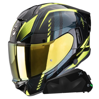 Casque Integral Scorpion Exo 530 Air Theras Black Neon Yellow + Kit bluetooth Exo-Com Link-1C