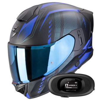 Casque Integral Scorpion Exo 530 Air Theras Matt Black Blue + Kit bluetooth 5R Lite