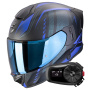 Casque Integral Scorpion Exo 530 Air Theras Matt Black Blue + Kit Bluetooth 5S Solo
