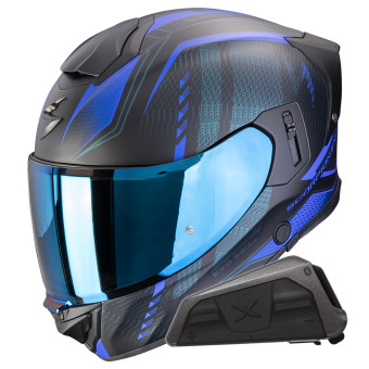 Casque Integral Scorpion Exo 530 Air Theras Matt Black Blue + Kit bluetooth Exo-Com Link-1