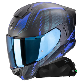 Casque Integral Scorpion Exo 530 Air Theras Matt Black Blue + Kit bluetooth Exo-Com Link-1C