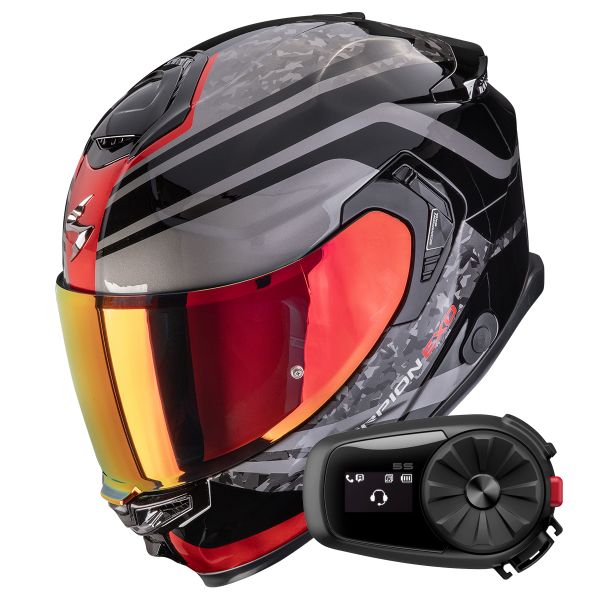 Casque Integral Scorpion Exo GT SP Air Arten Black Red + Kit Bluetooth 5S Solo