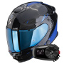 Casque Integral Scorpion Exo GT SP Air Asphalt Black Blue + Kit Bluetooth 5S Solo