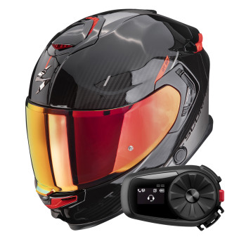 Casque Integral Scorpion Exo GT SP Air Asphalt Black Silver + Kit Bluetooth 5S Solo