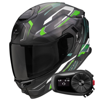 Casque Integral Scorpion Exo GT SP Air Augusta Black Grey Green + Kit Bluetooth 5S Solo Casque Integral Scorpion Exo GT SP Air Augusta Black Grey Green + Kit Bluetooth 5S Solo