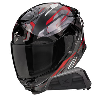 Casque Integral Scorpion Exo GT SP Air Augusta Black Grey Red + Kit bluetooth Exo-Com Link-1
