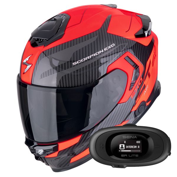 Casque Integral Scorpion Exo GT SP Air Flex Black Red Fluo + Kit bluetooth 5R Lite Solo Casque Integral Scorpion Exo GT SP Air Flex Black Red Fluo + Kit bluetooth 5R Lite Solo