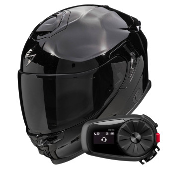 Casque Integral Scorpion Exo GT SP Air Solid Black + Kit Bluetooth 5S Solo