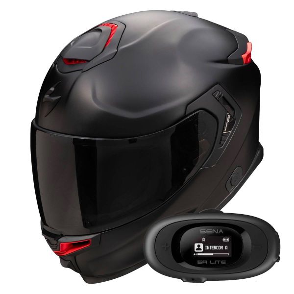 Casque Integral Scorpion Exo GT SP Air Solid Black Mat + Kit bluetooth 5R Lite Solo