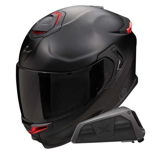 Casque Integral Scorpion Exo GT SP Air Solid Black Mat + Kit bluetooth Exo-Com Link-1