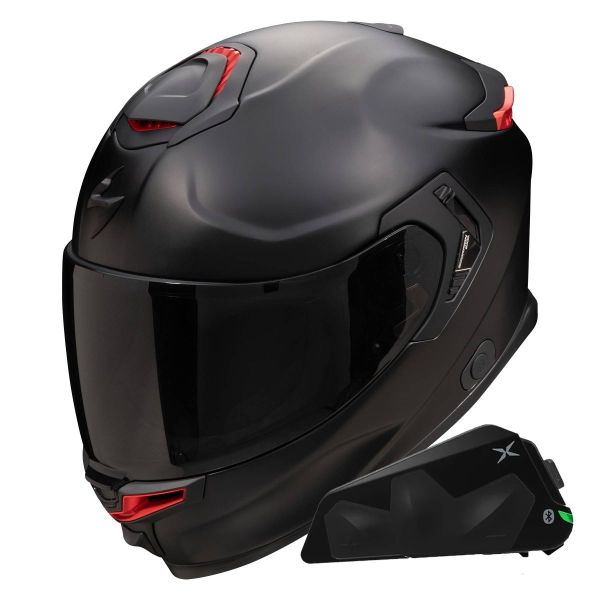 Casque Integral Scorpion Exo GT SP Air Solid Black Mat + Kit bluetooth Exo-Com Link-1C
