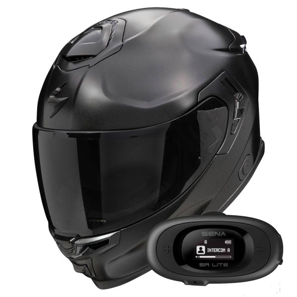 Casque Integral Scorpion Exo GT SP Air Solid Black Pearl Mat + Kit bluetooth 5R Lite Solo
