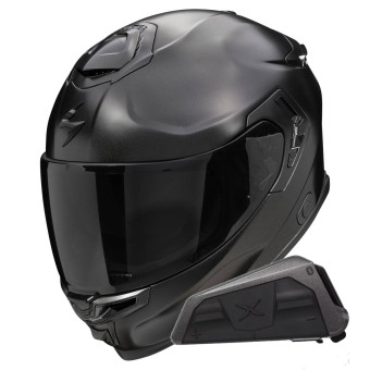 Casque Integral Scorpion Exo GT SP Air Solid Black Pearl Mat + Kit bluetooth Exo-Com Link-1