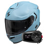 Casque Integral Scorpion Exo GT SP Air Solid Celestial Blue Mat + Kit Bluetooth 5S Solo