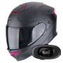 Casque Integral Scorpion Exo GT SP Air Solid Matt Black Pink + Kit bluetooth 5R Lite Solo