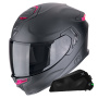 Casque Integral Scorpion Exo GT SP Air Solid Matt Black Pink + Kit bluetooth Exo-Com Link-1C