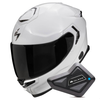 Casque Integral Scorpion Exo GT SP Air Solid White Pearl + Kit Bluetooth BT Mini
