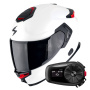 Casque Integral Scorpion Exo GT SP Air Solid White Pearl Matt + Kit Bluetooth 5S Solo
