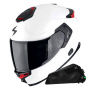 Casque Integral Scorpion Exo GT SP Air Solid White Pearl Matt + Kit bluetooth Exo-Com Link-1C