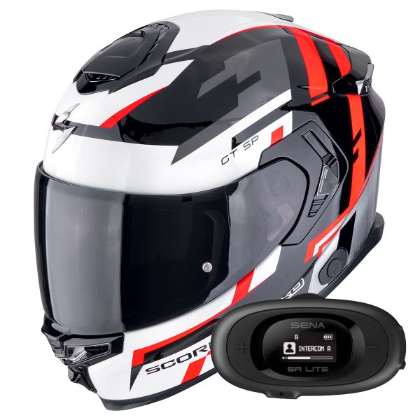 Casque Integral Scorpion Exo GT SP Air Tornado Black Red + Kit bluetooth 5R Lite Solo