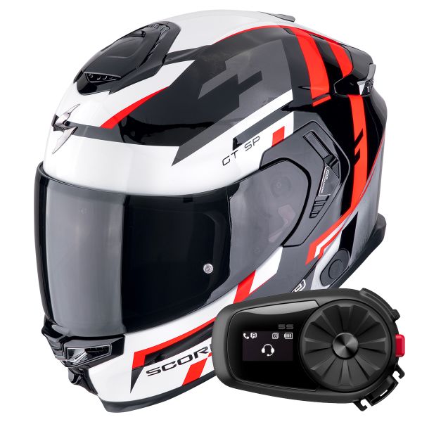 Casque Integral Scorpion Exo GT SP Air Tornado Black Red + Kit Bluetooth 5S Solo