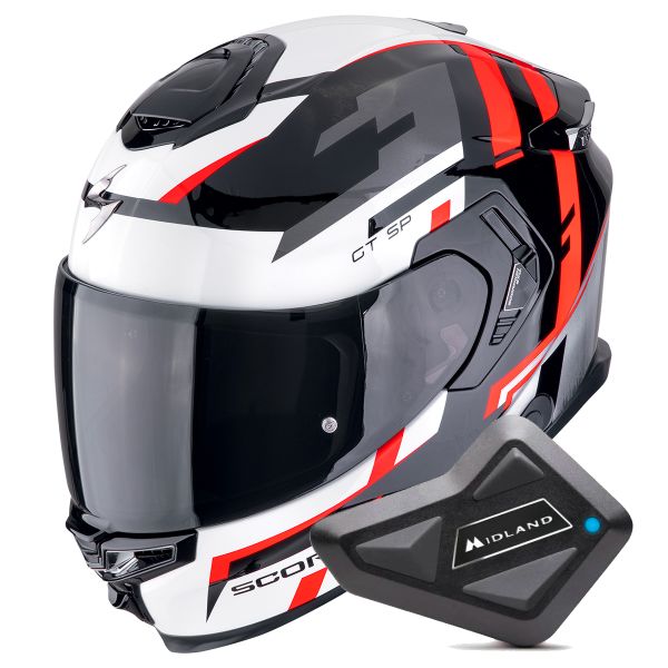 Casque Integral Scorpion Exo GT SP Air Tornado Black Red + Kit Bluetooth BT Mini