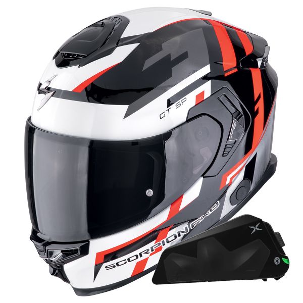 Casque Integral Scorpion Exo GT SP Air Tornado Black Red + Kit bluetooth Exo-Com Link-1C