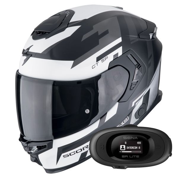 Casque Integral Scorpion Exo GT SP Air Tornado Matt Black Silver + Kit bluetooth 5R Lite Solo