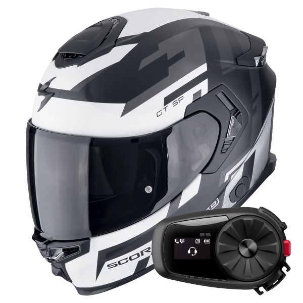 Casque Integral Scorpion Exo GT SP Air Tornado Matt Black Silver + Kit Bluetooth 5S Solo