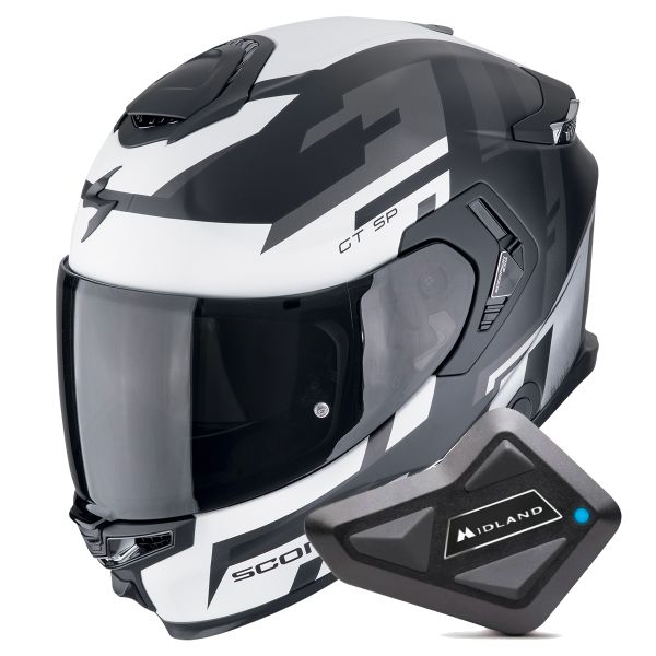 Casque Integral Scorpion Exo GT SP Air Tornado Matt Black Silver + Kit Bluetooth BT Mini